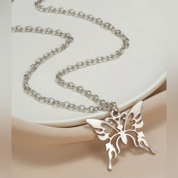 “Tribal Butterfly” Stainless Steel Lasercut Cut-out Hollow Open Abstract Pendant - Picture 2 of 16